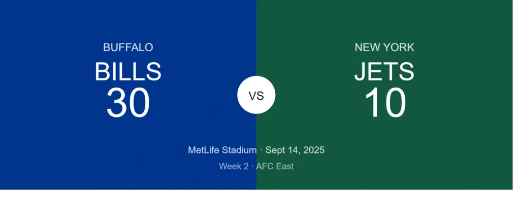 Buffalo Bills vs New York Jets Match Player Stats