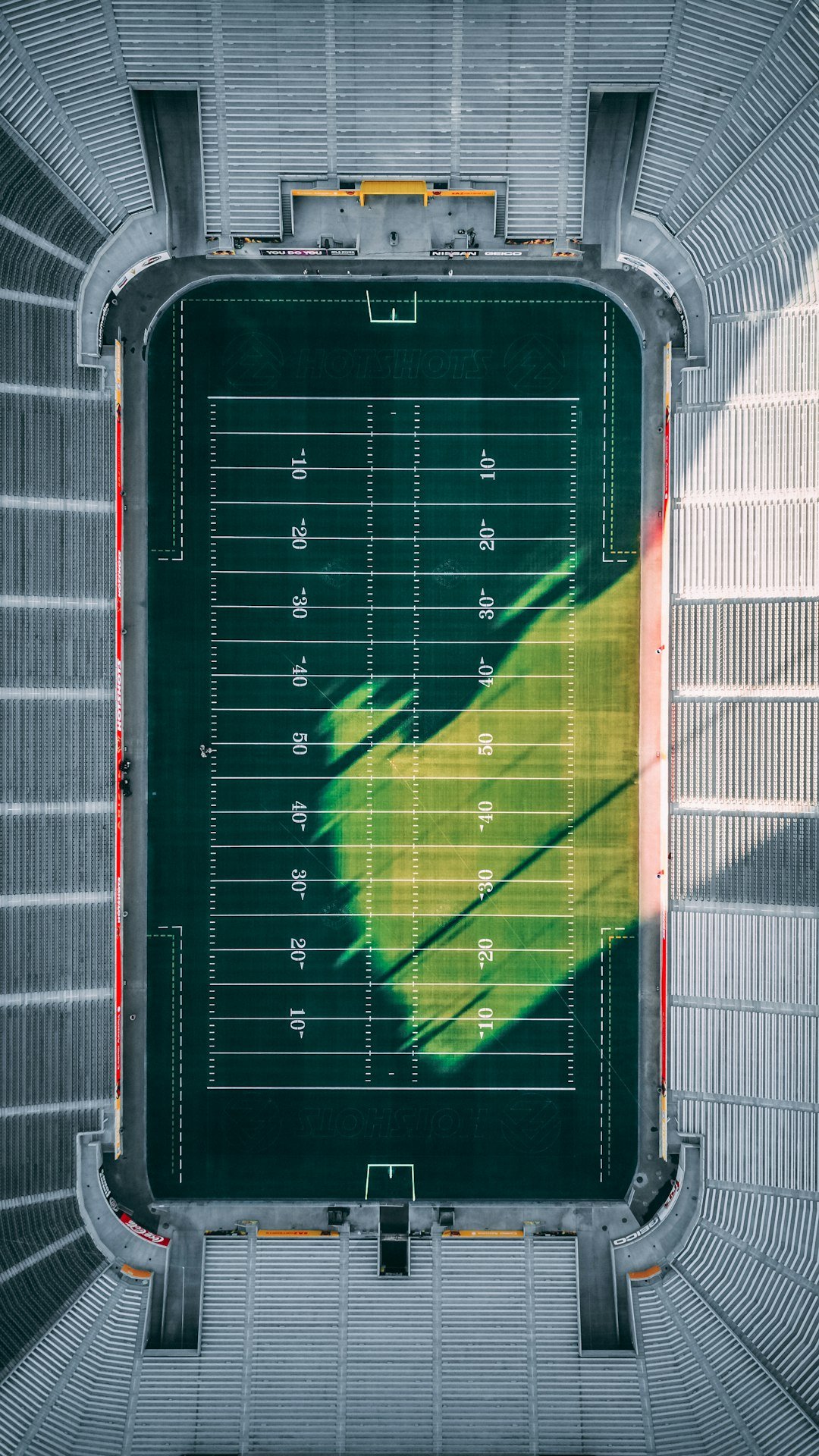 Aerial view of an American football stadium during a game